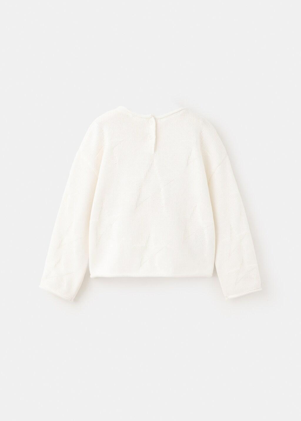 White Stars Knitted Sweater, Baby Girls, Natural White, large image number 2