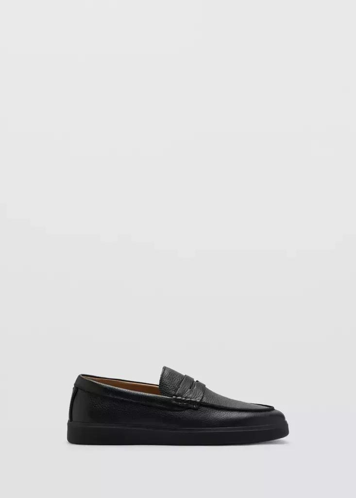 Black Leather Penny Loafers, , medium