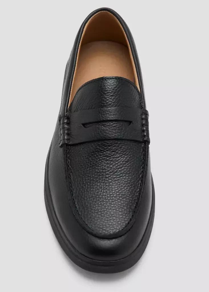 Black Leather Penny Loafers, , large image number 2