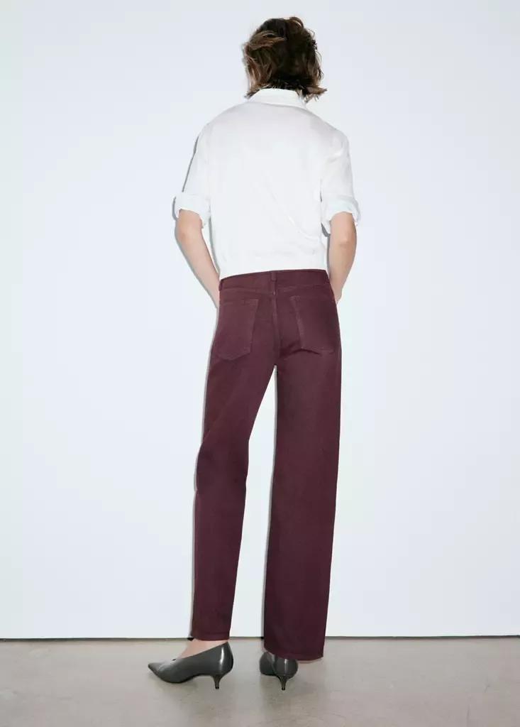 Burgundy Miami -Rise Straight-Fit Jeans, , medium