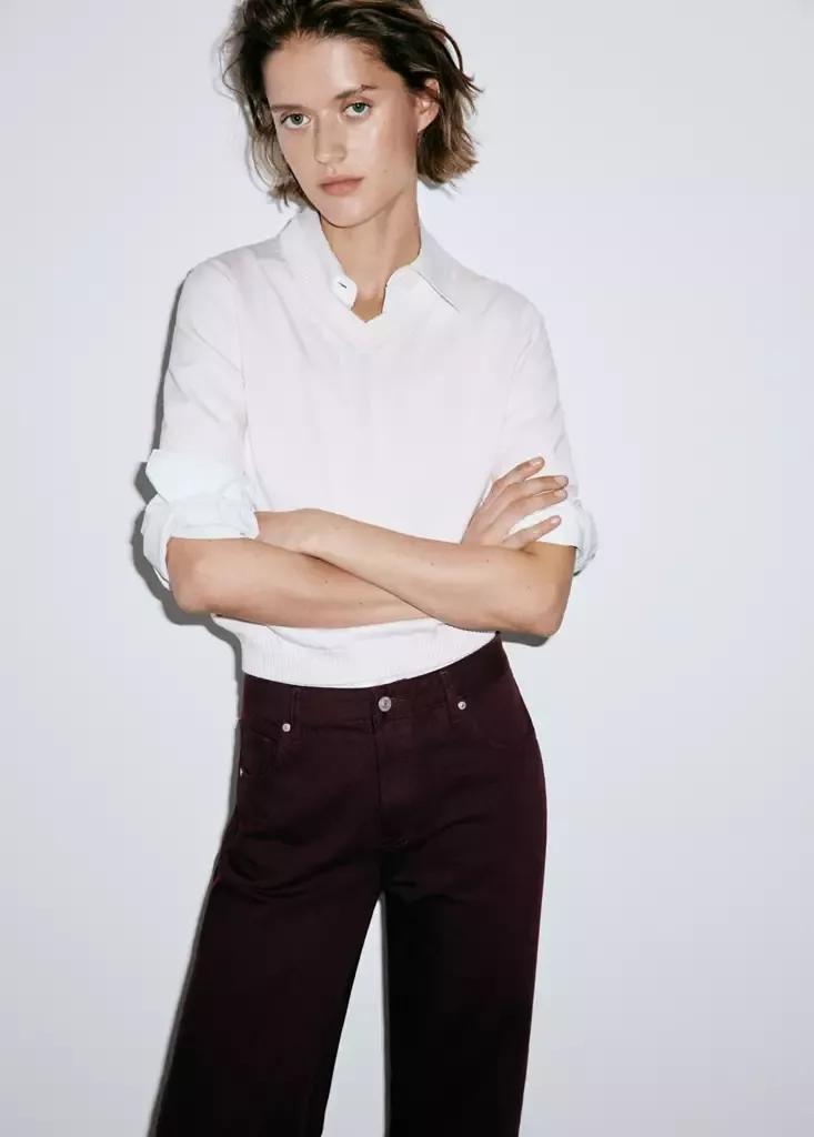 Burgundy Miami -Rise Straight-Fit Jeans, , large image number 3