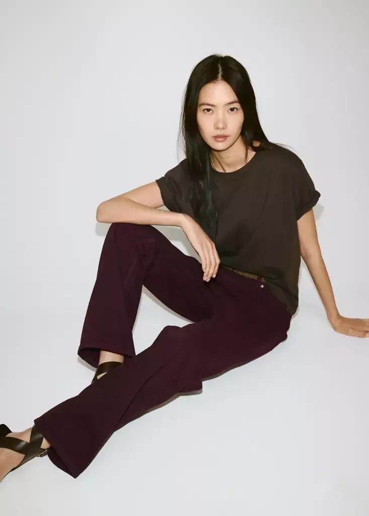 Burgundy Miami -Rise Straight-Fit Jeans, , large image number 4