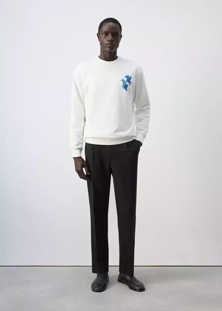 White Printed 100% Cotton Sweatshirt, , large image number 0