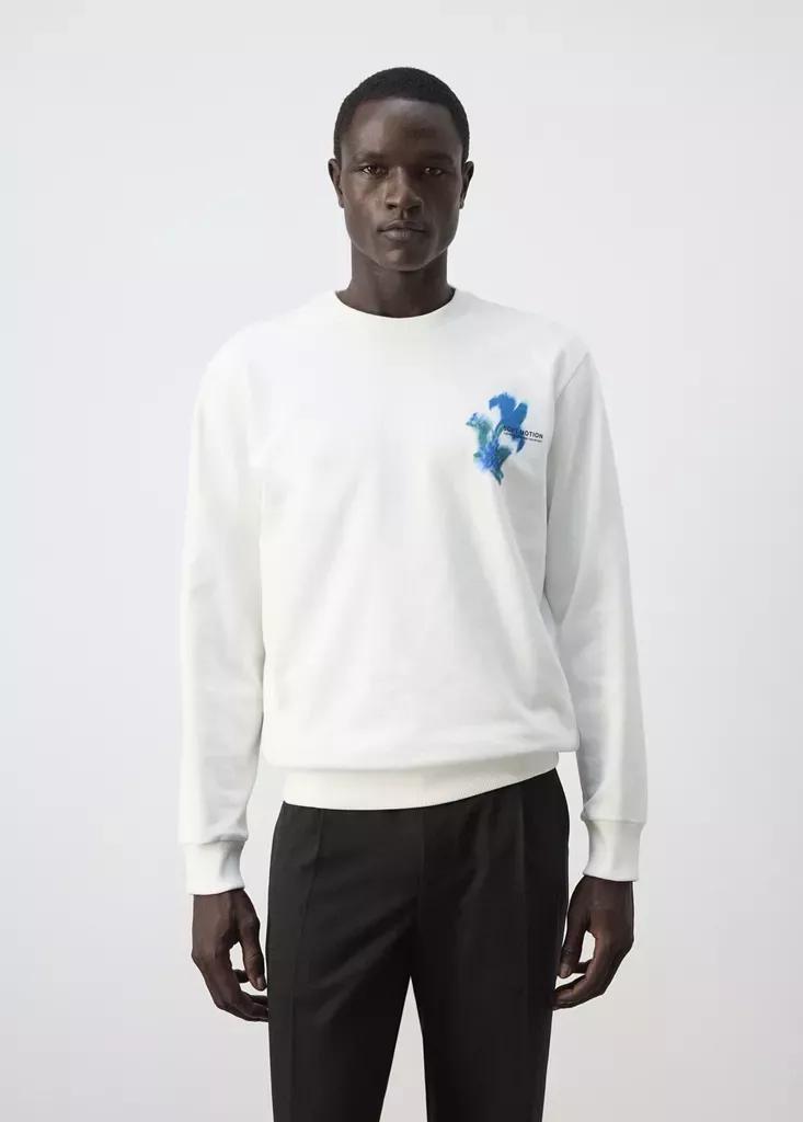 White Printed 100% Cotton Sweatshirt, , large image number 1