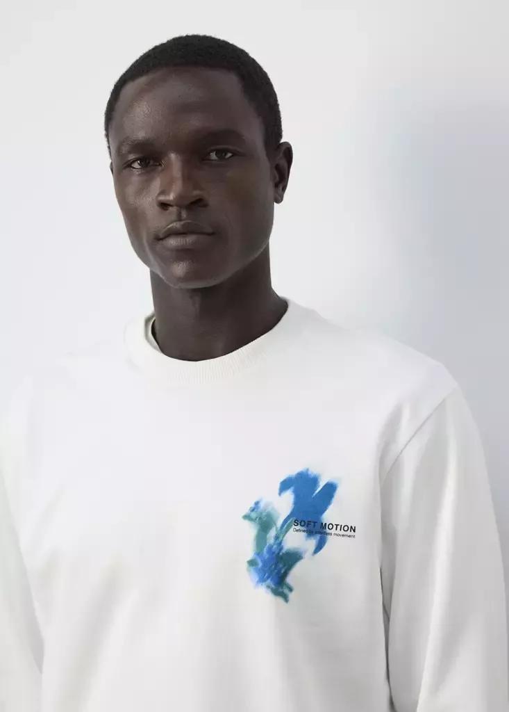 White Printed 100% Cotton Sweatshirt, , large image number 3