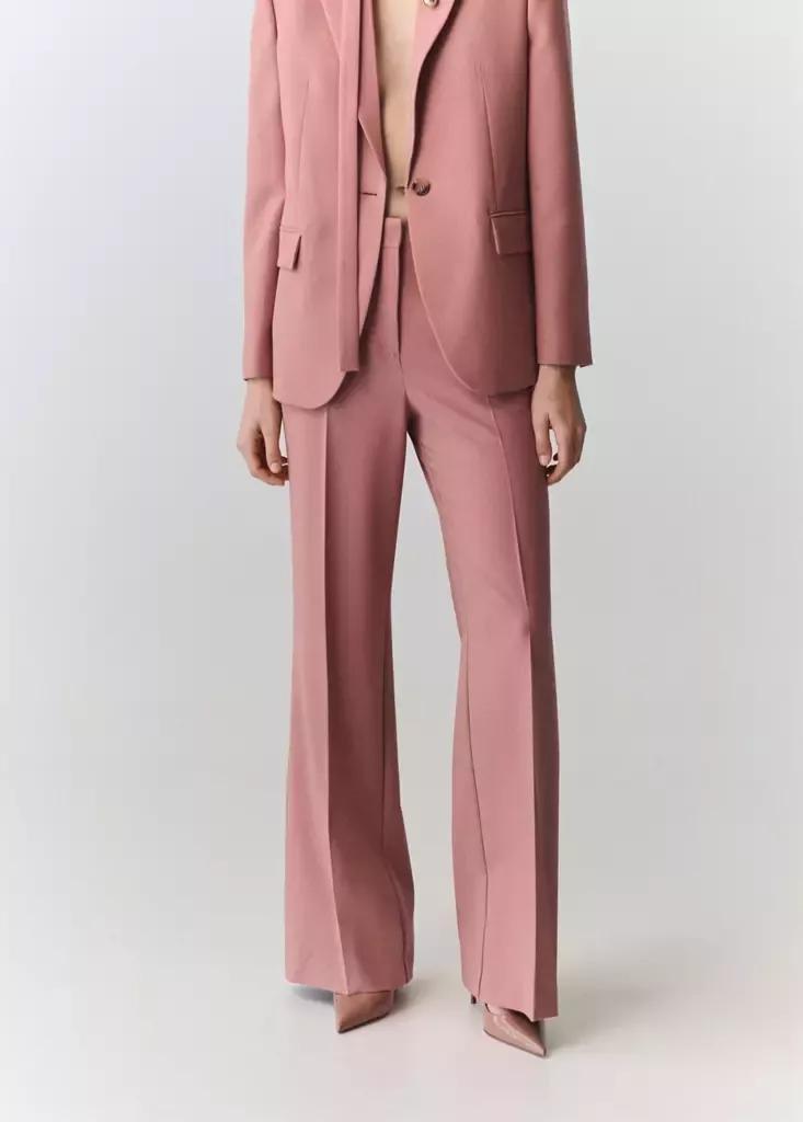 Pink Straight-Fit Suit Trousers, Pink, medium