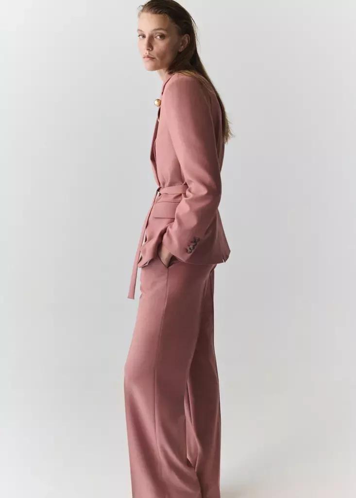 Pink Straight-Fit Suit Trousers, Pink, medium
