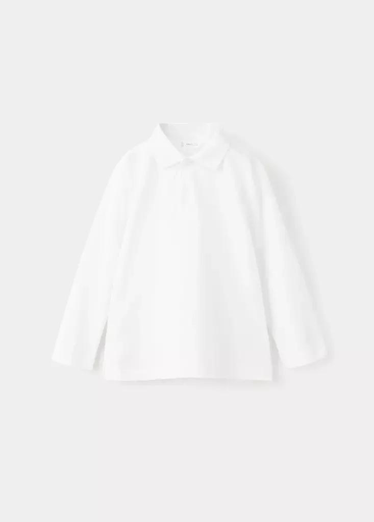 White Long Sleeves Cotton Polo, Baby Boy, , medium