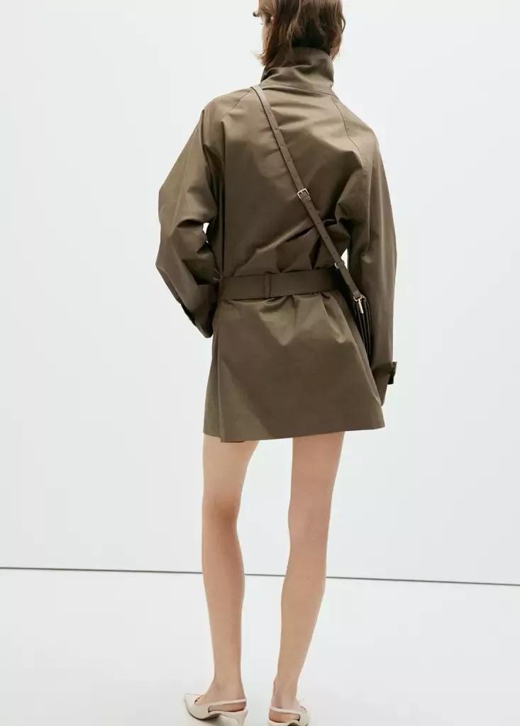 Khaki Midi Trench Coat With Belt, Beige - Khaki, large image number 2