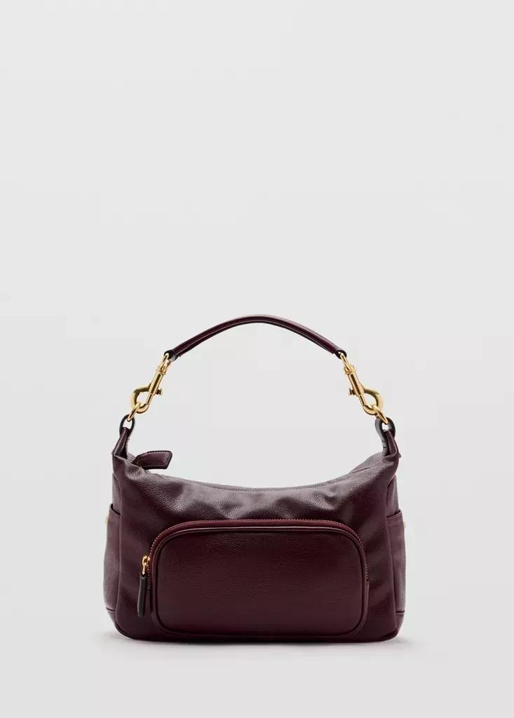 Burgundy Shoulder Bag With Pocket, , medium