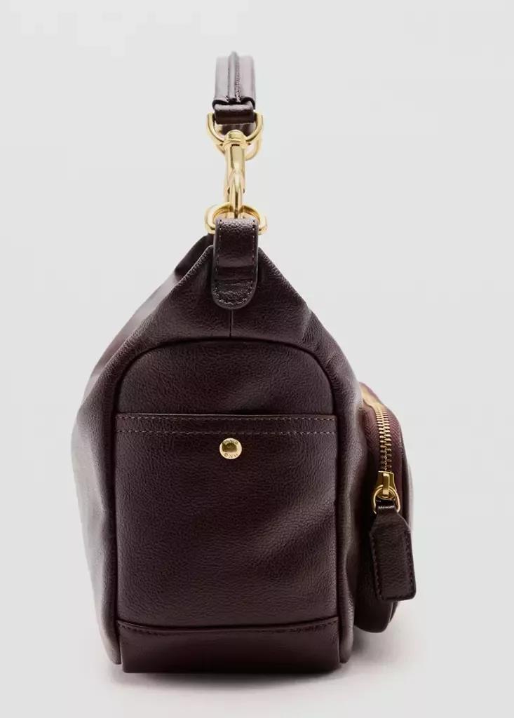 Burgundy Shoulder Bag With Pocket, , medium