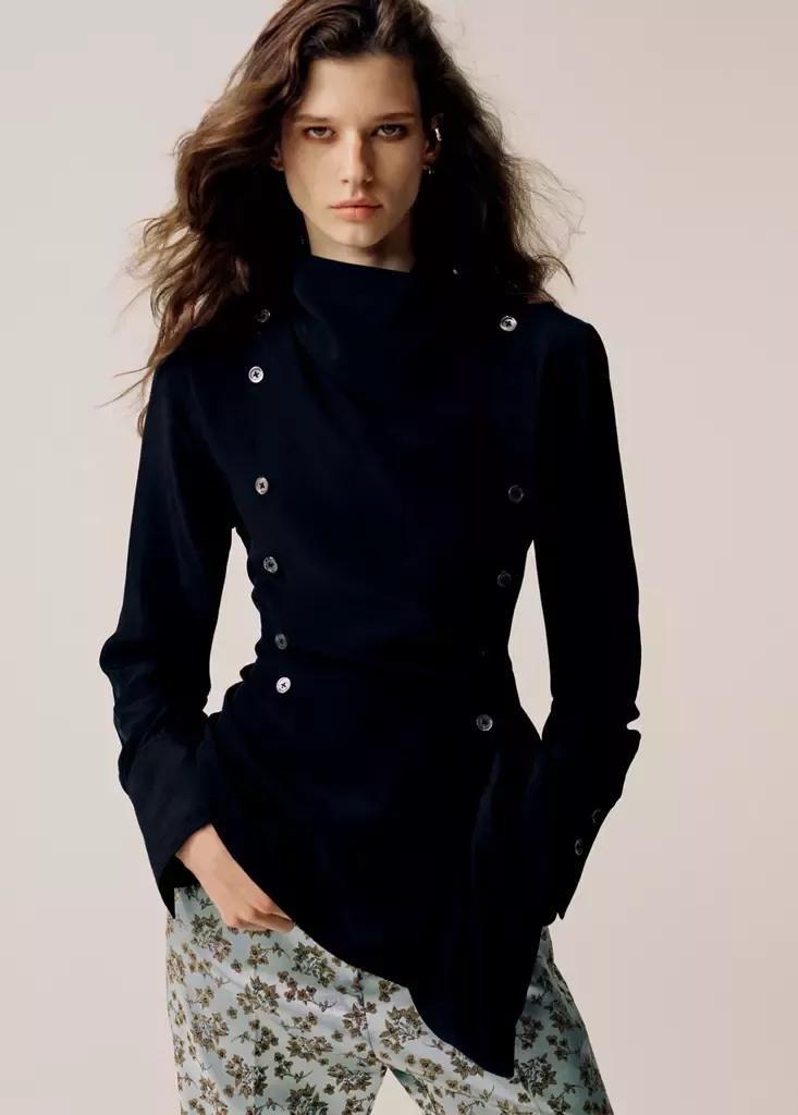 Blue Satin Jacquard Trousers, , large image number 1