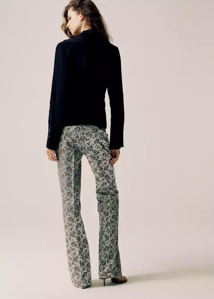 Blue Satin Jacquard Trousers, , large image number 2