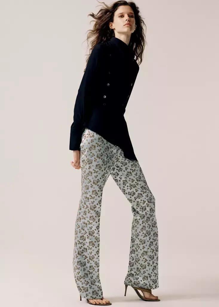 Blue Satin Jacquard Trousers, , large image number 3