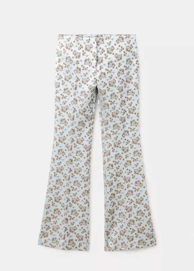 Blue Satin Jacquard Trousers, , large image number 4