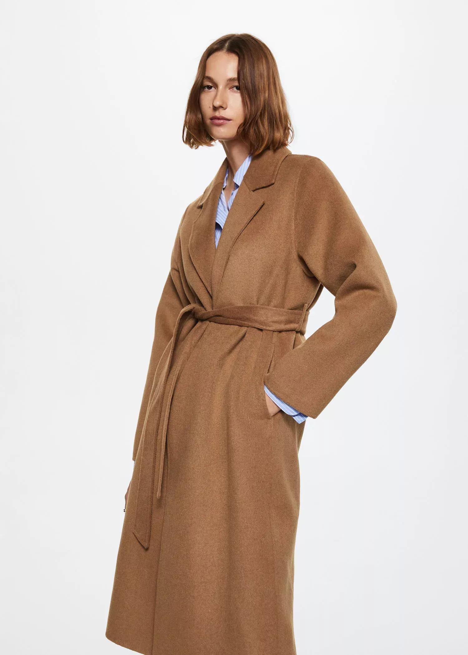 Brown Belt Handmade Coat, , large image number 1