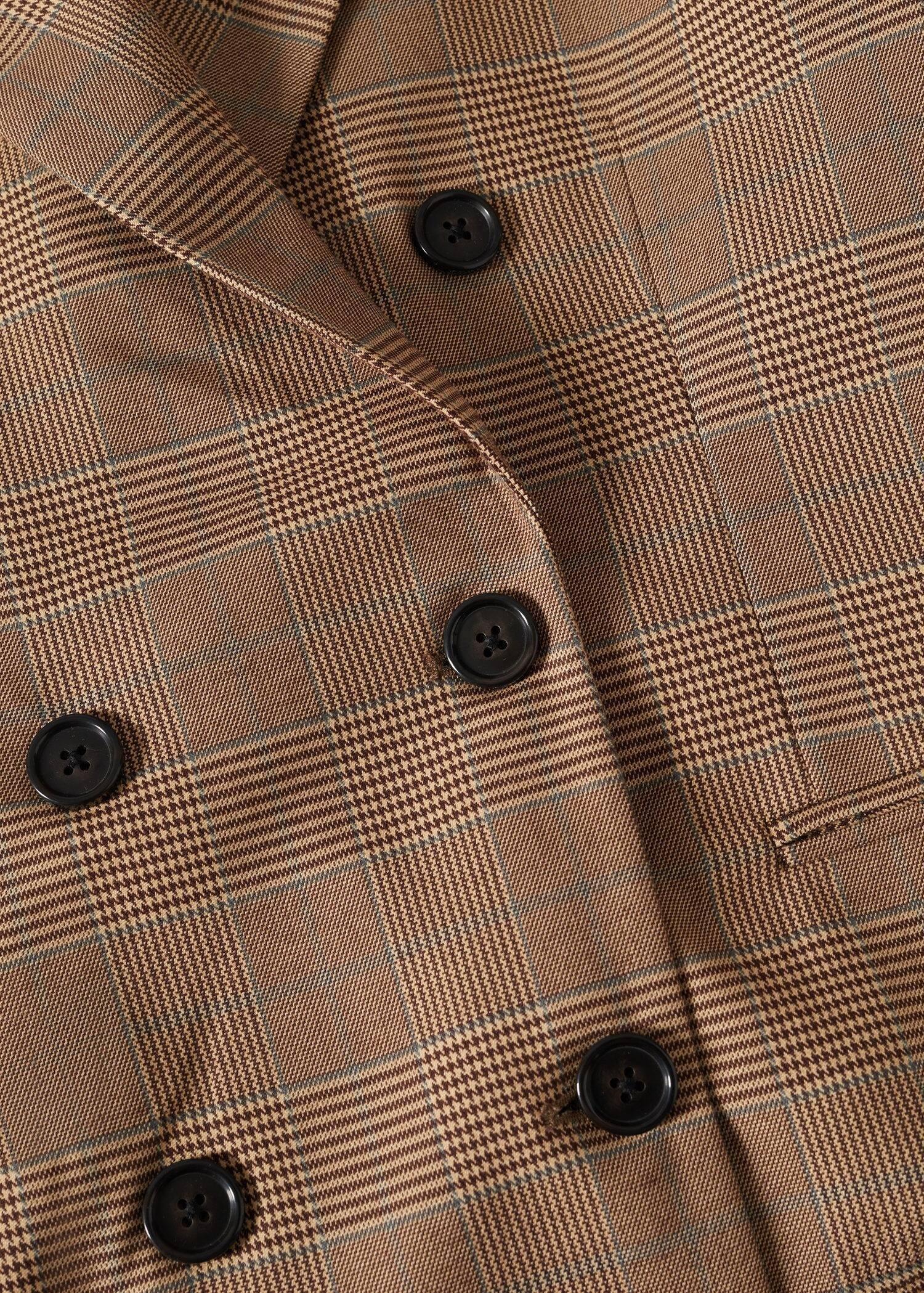 Beige Double-Breasted Check Blazer, , large image number 4