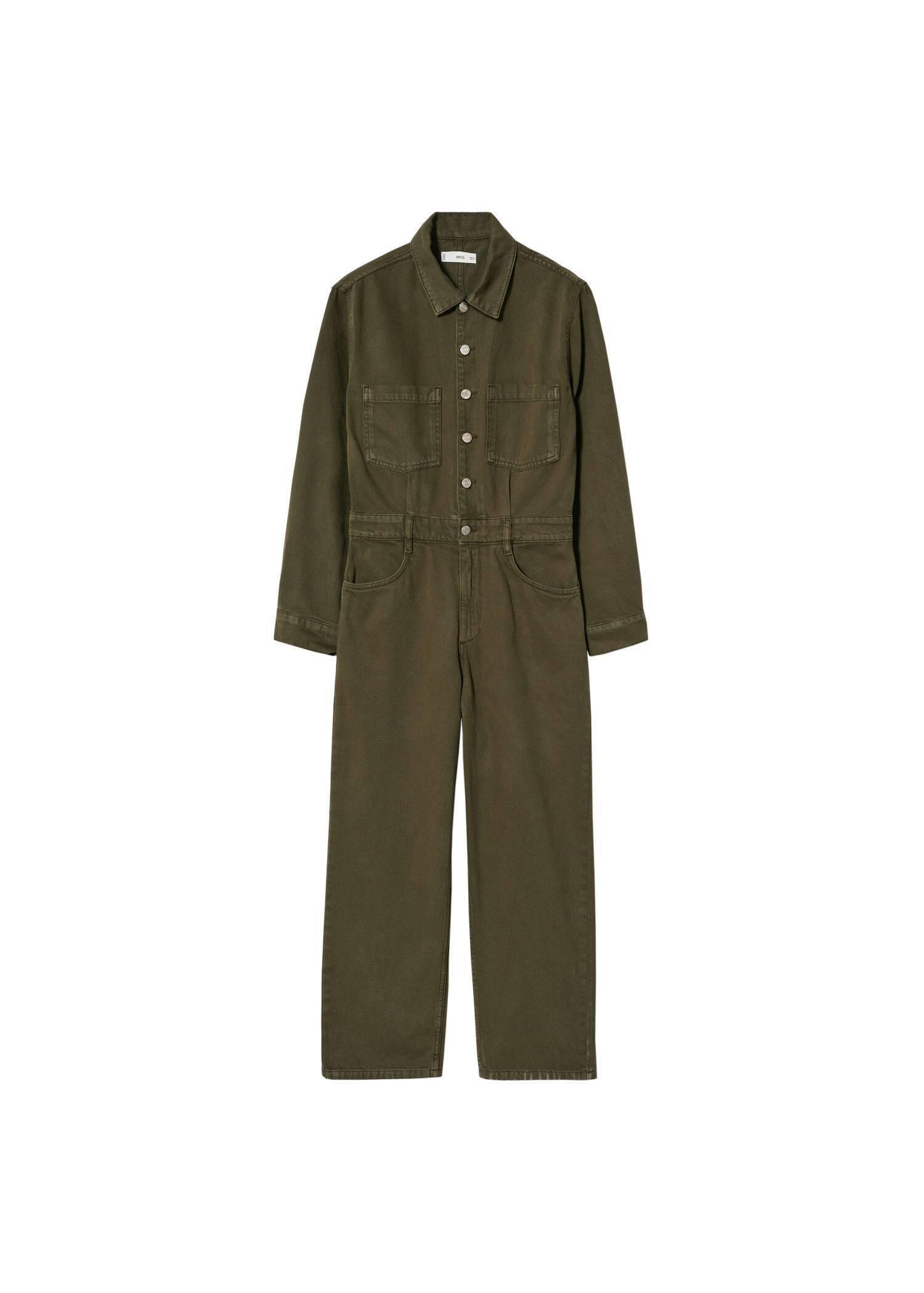 Beige Long Denim Jumpsuit, , large image number 1