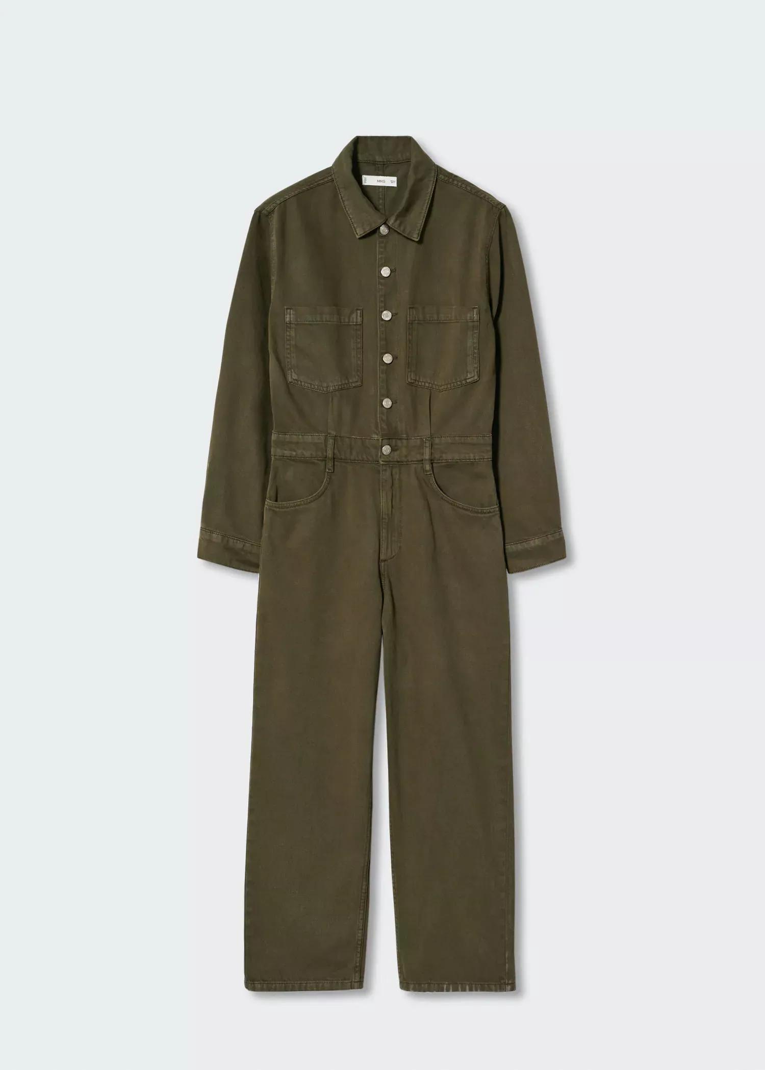 Beige Long Denim Jumpsuit, , large image number 3