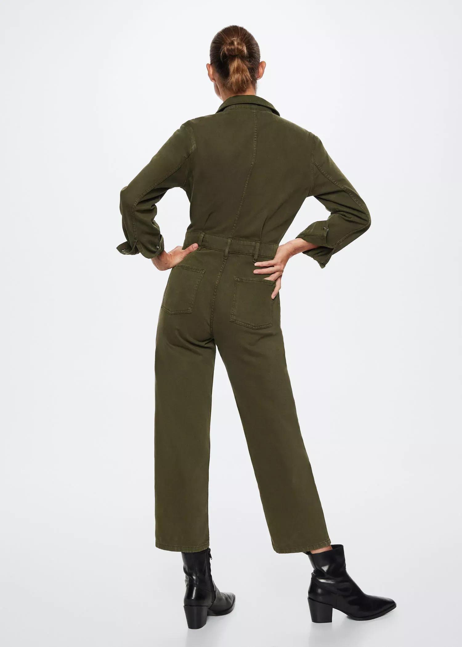 Beige Long Denim Jumpsuit, , large image number 6