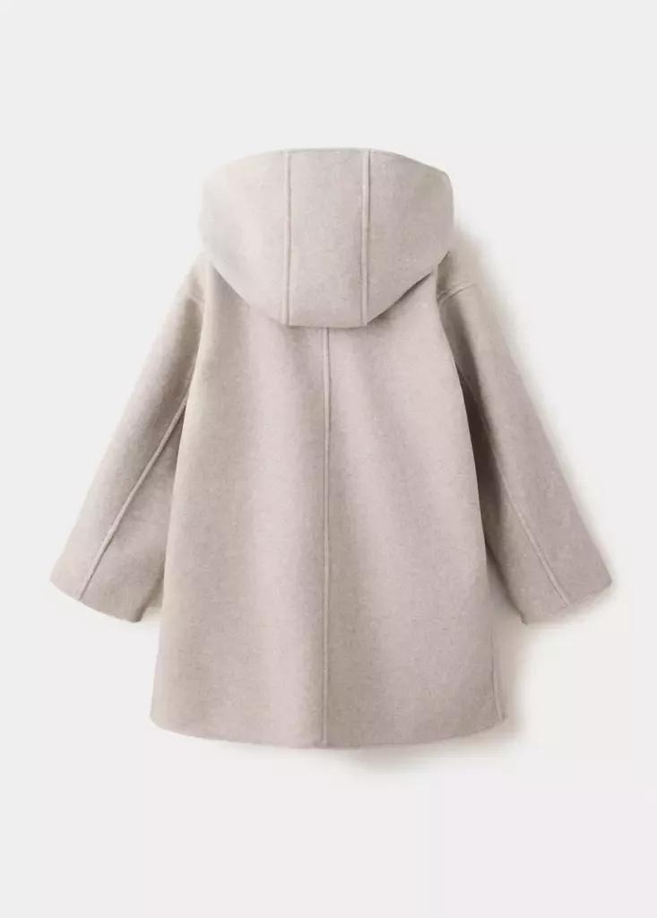 Brown Long Cloth Coat, Kids Girls, Light Pastel Brown, large image number 3