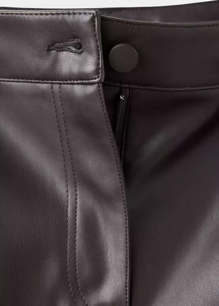 Brown Faux-Leather Flared Trousers, , large image number 6