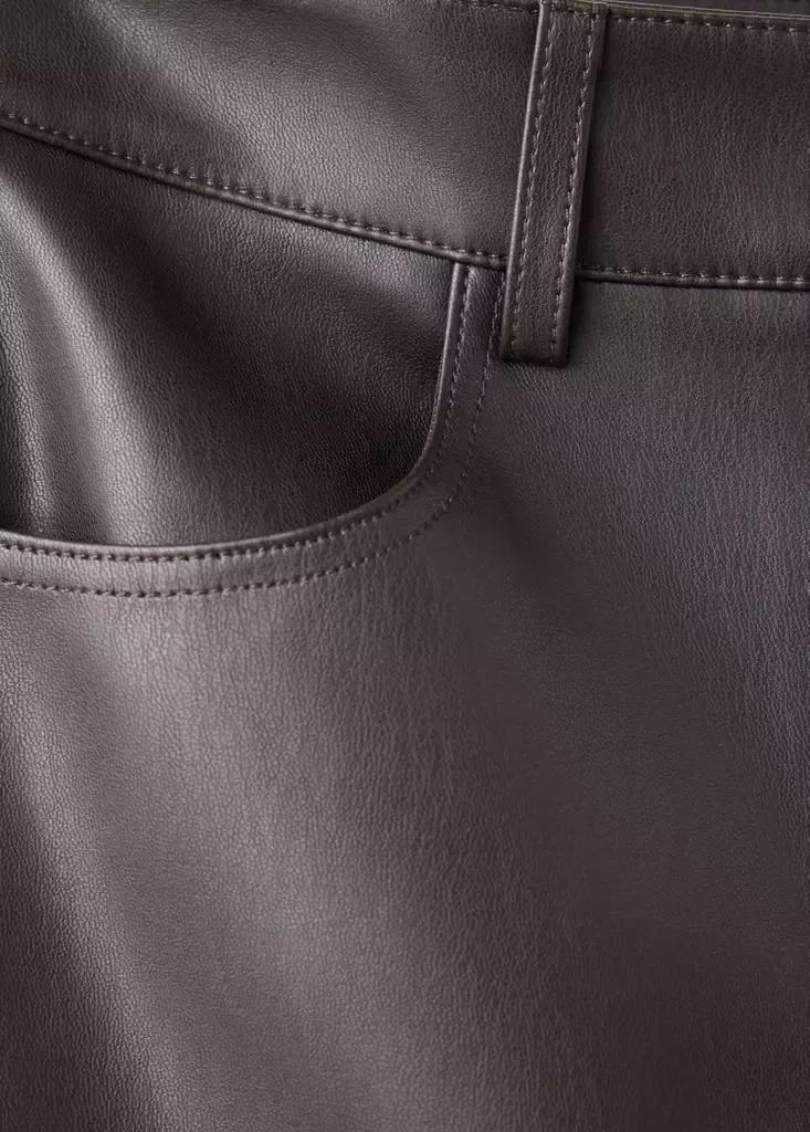 Brown Faux-Leather Flared Trousers, , large image number 7