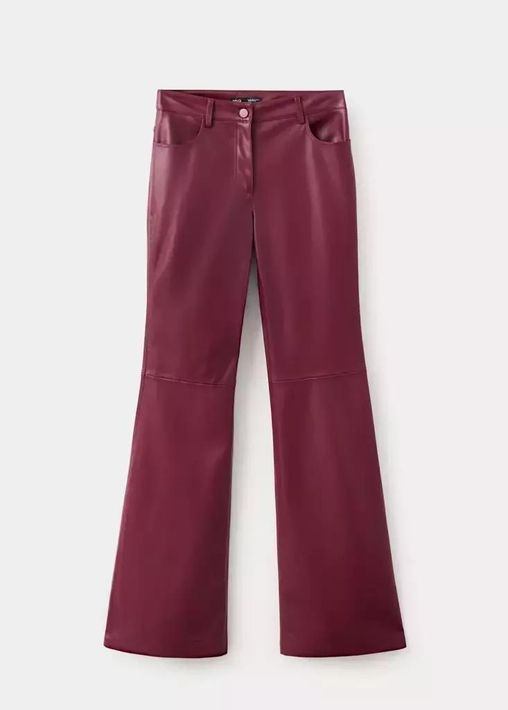 Red Faux-Leather Flared Trousers, Red, large image number 5