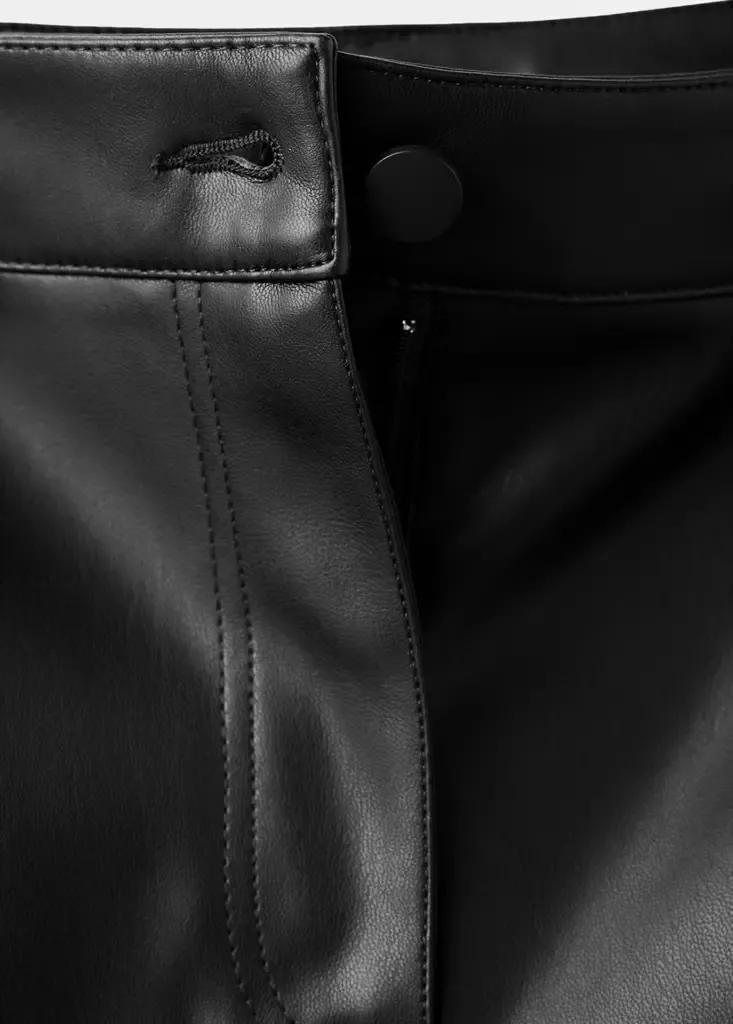 Black Faux-Leather Flared Trousers, , large image number 5