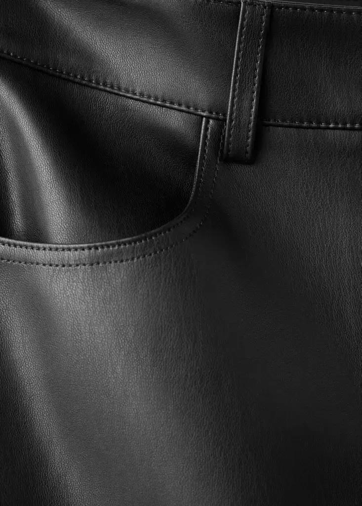 Black Faux-Leather Flared Trousers, , large image number 6