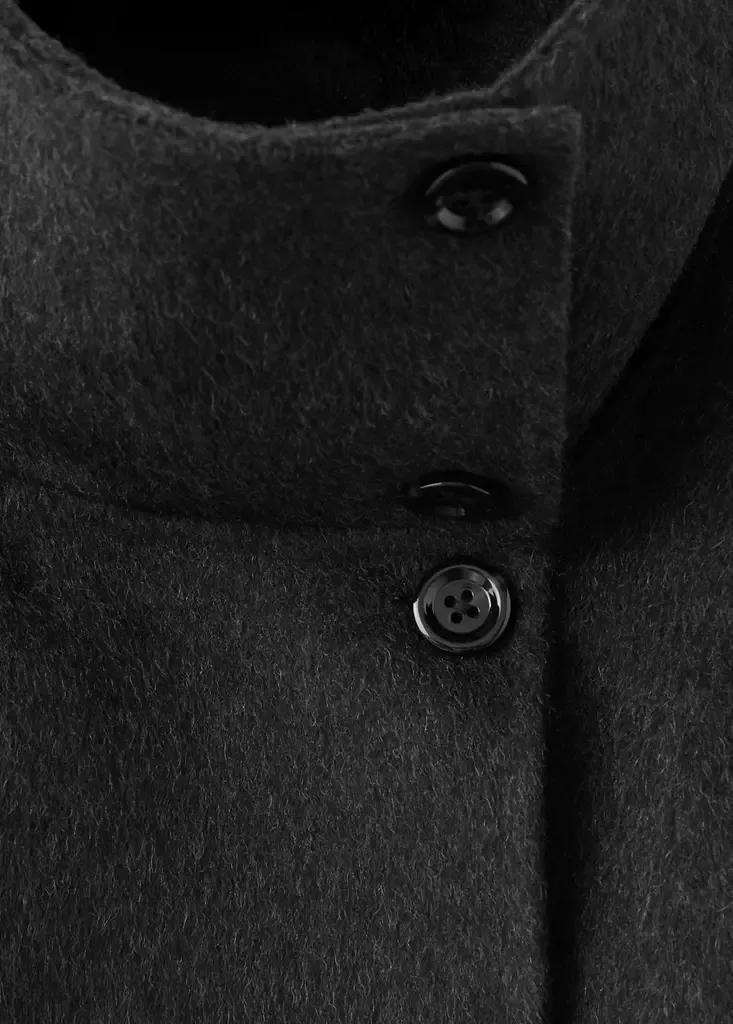 Grey Wool Cardigan With Collar, Dark Grey, large image number 6