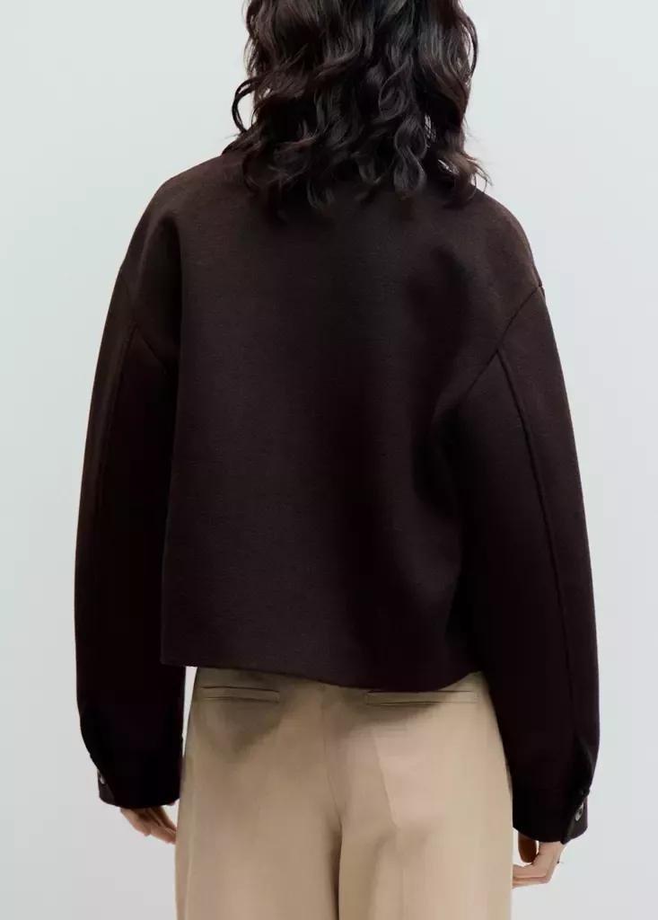 Brown Wool Bomber Jacket, Dark Brown, medium