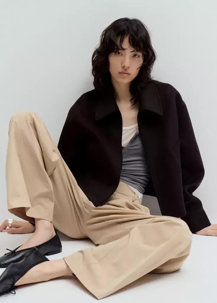 Brown Wool Bomber Jacket, Dark Brown, large image number 4