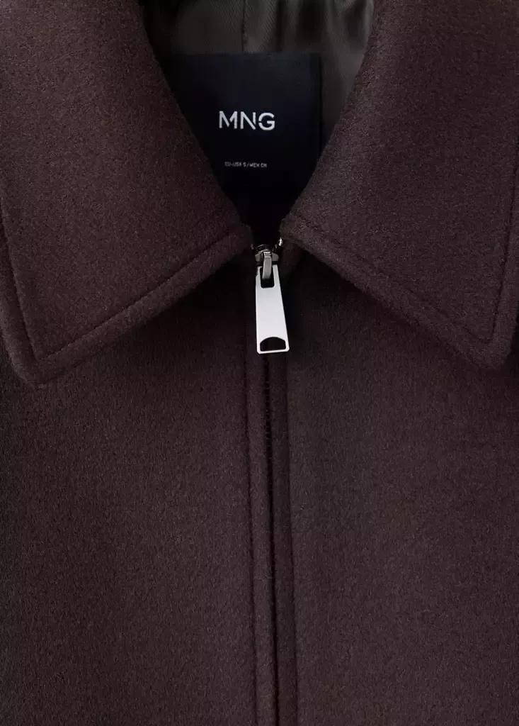 Brown Wool Bomber Jacket, Dark Brown, large image number 6