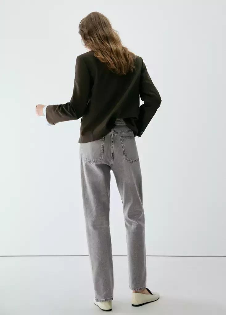 Denim Grey High Waist Straight Jeans, Open Grey, large image number 2