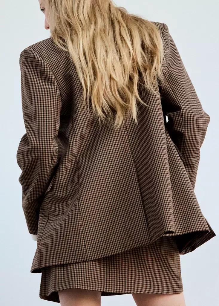 Brown Check-Print Jacket, Medium Brown, medium