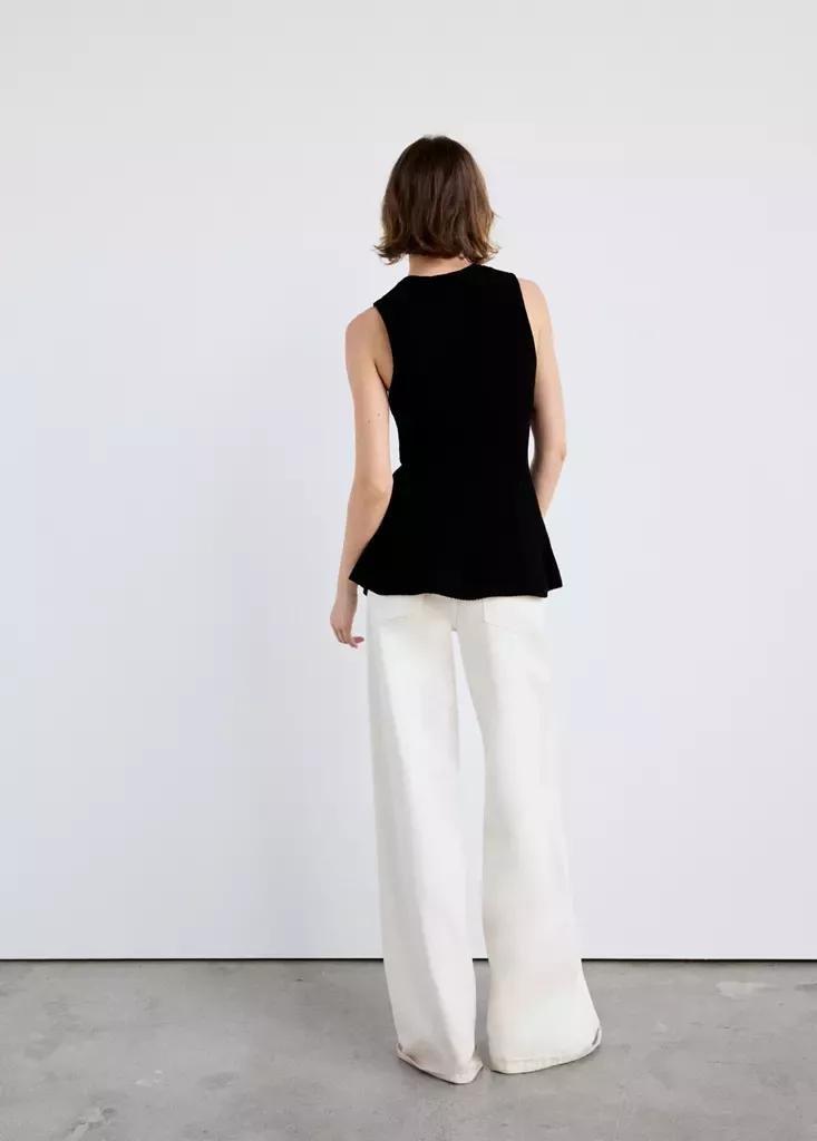 Black Braided Knit Top, Black, medium