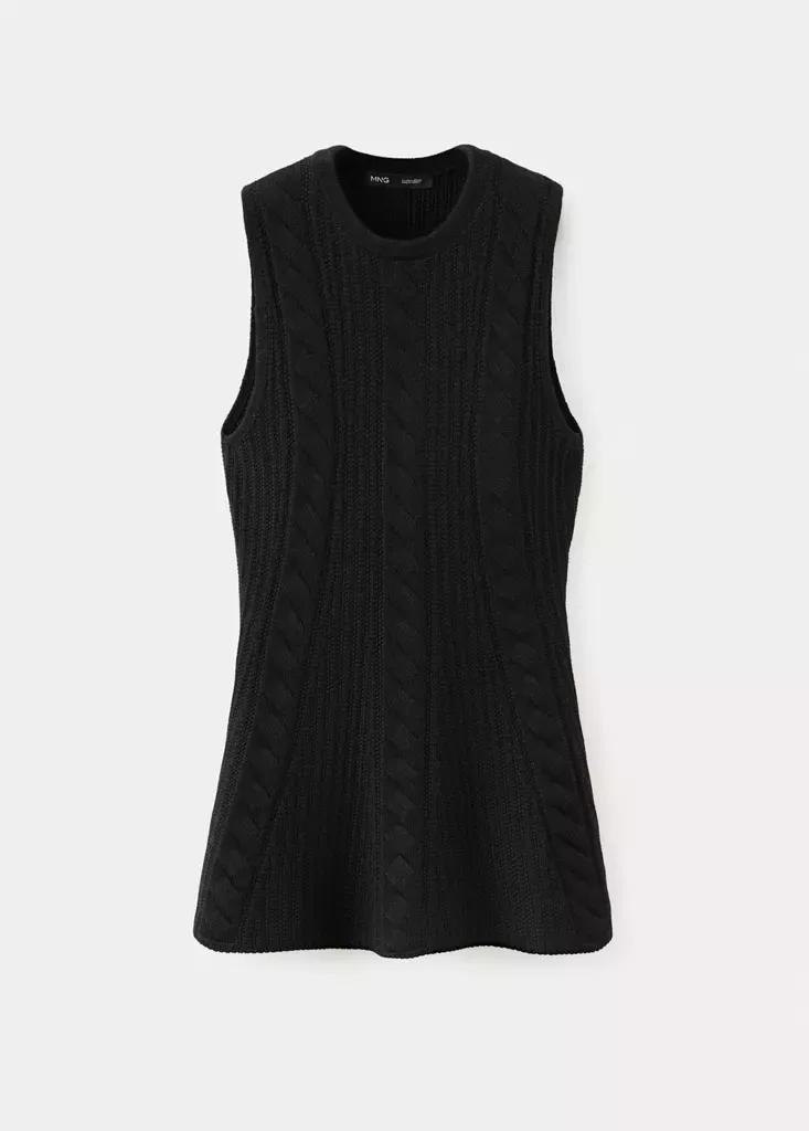 Black Braided Knit Top, Black, large image number 5