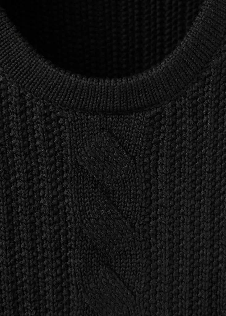 Black Braided Knit Top, Black, large image number 6