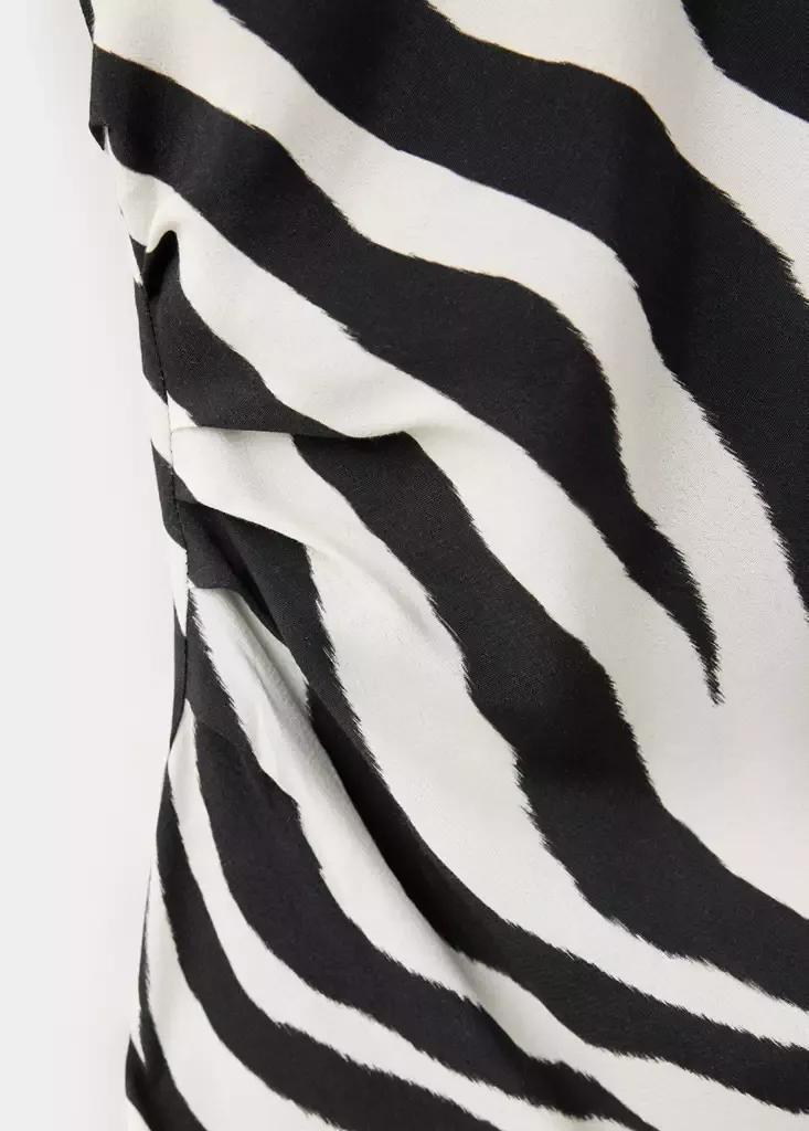 Black Zebra-Print Dress With Flared Sleeves, Black, large image number 5
