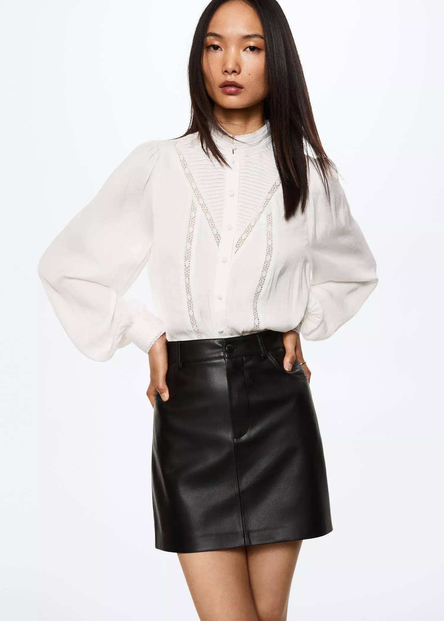 Black Skin Effect Mini Skirt, , large image number 0