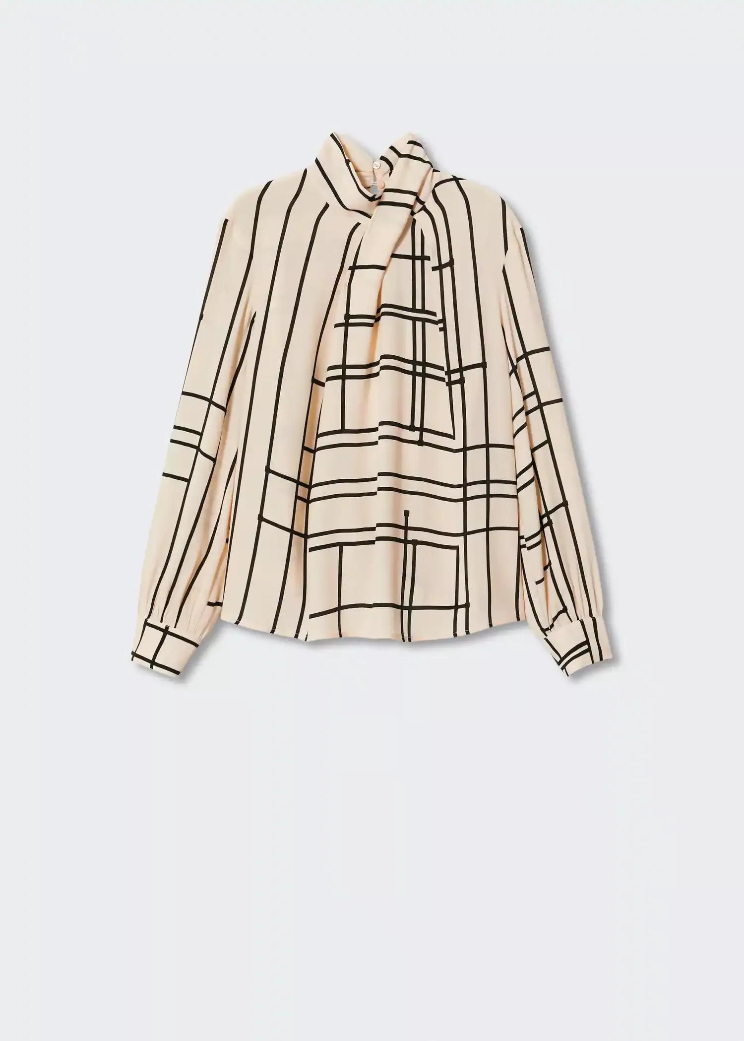 Light Beige Geometric-Print Blouse, , large image number 5