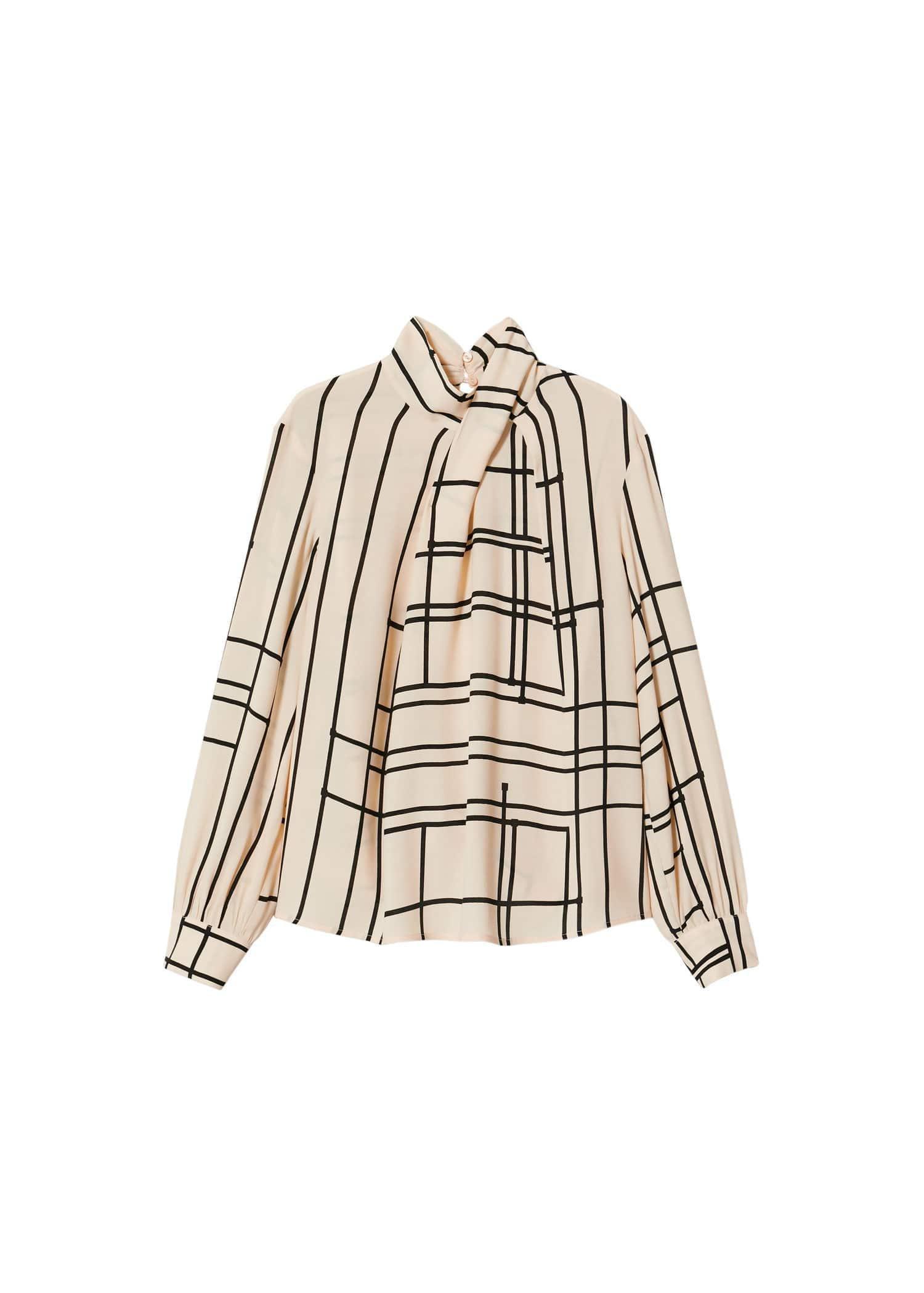 Light Beige Geometric-Print Blouse, , large image number 6