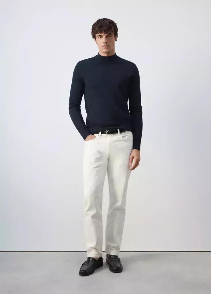 Navy Merino Wool Roll-Neck Jumper, Navy, large image number 0