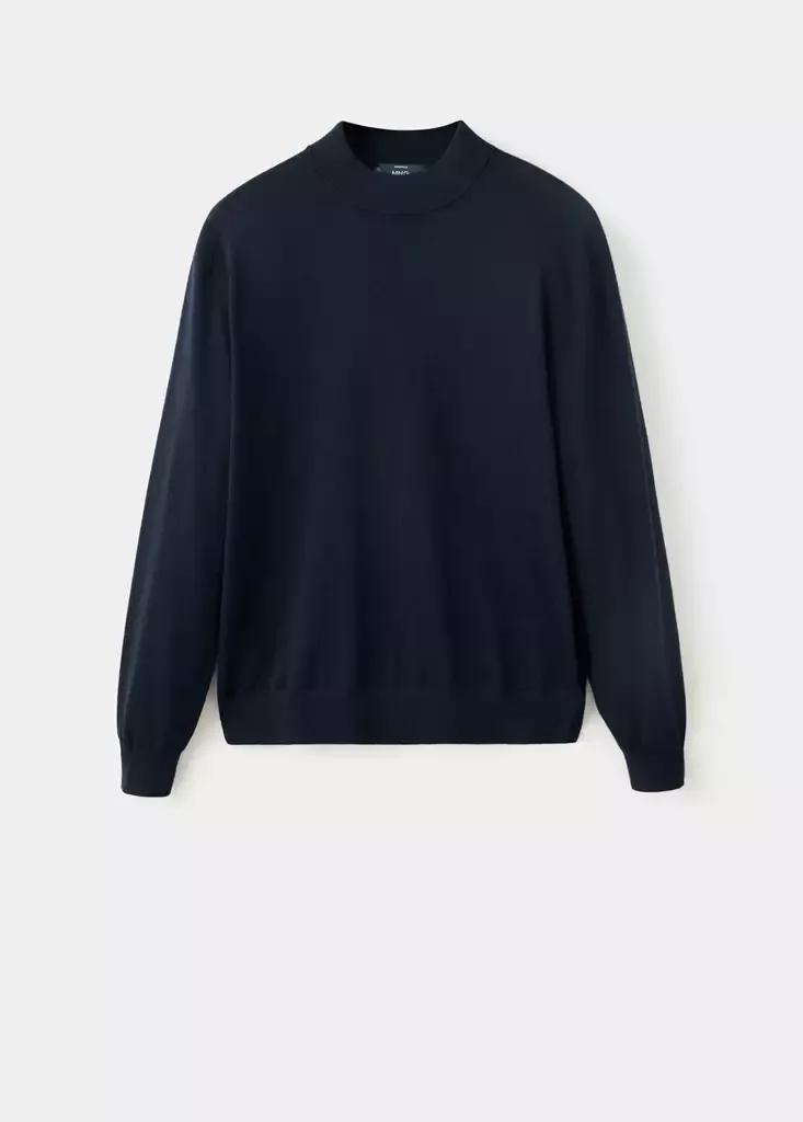 Navy Merino Wool Roll-Neck Jumper, Navy, large image number 5