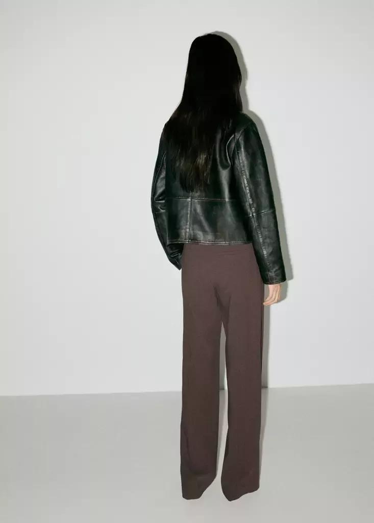 Brown Flared Trousers With Seams, Medium Brown, medium