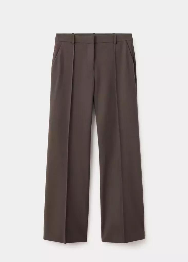 Brown Flared Trousers With Seams, Medium Brown, large image number 4