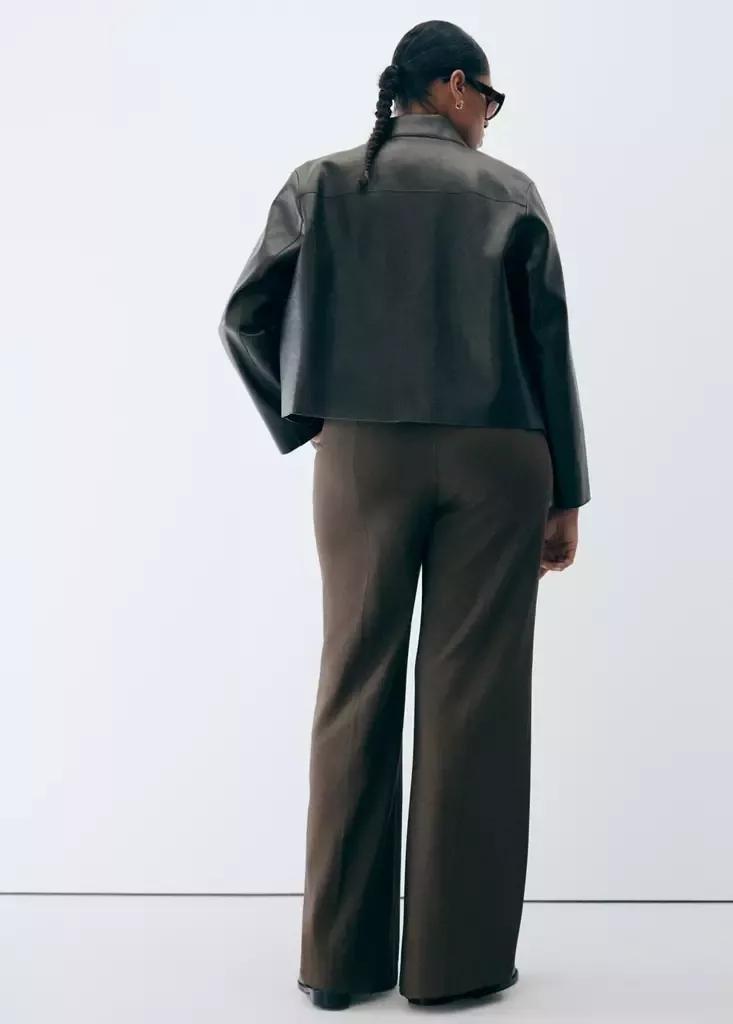 Brown Flared Trousers With Seams, Medium Brown, large image number 9