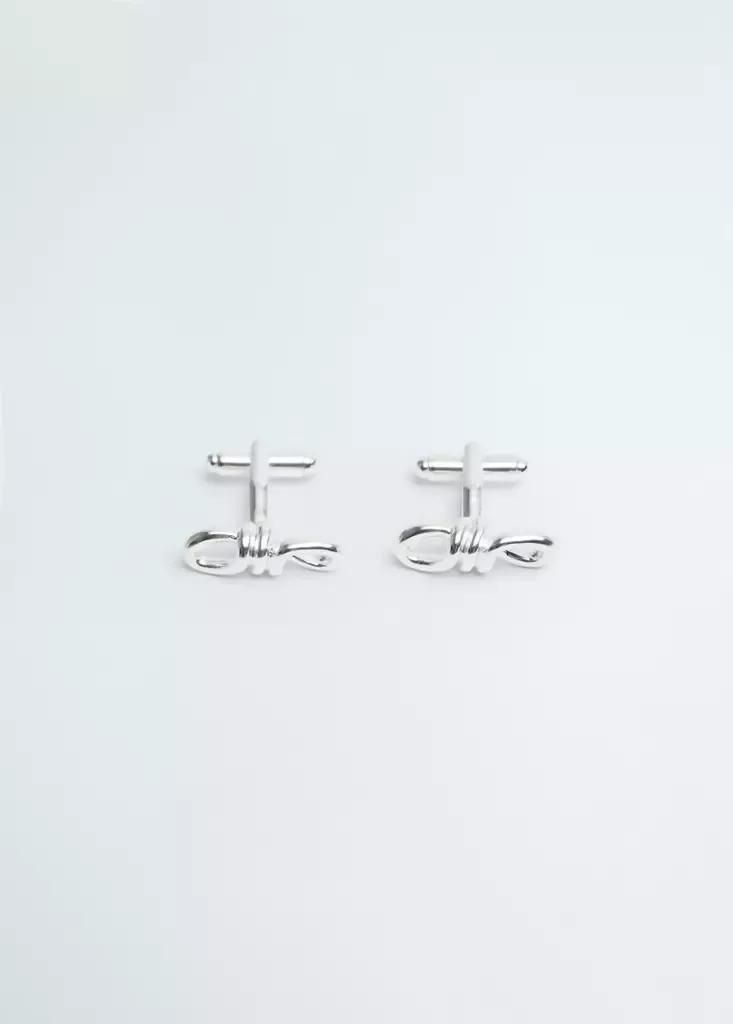 Silver Metal Knot Cufflinks, Silver, large image number 2