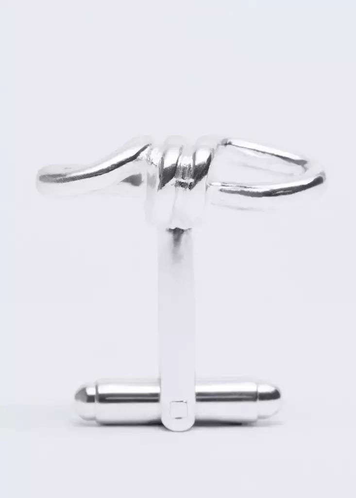Silver Metal Knot Cufflinks, Silver, large image number 3